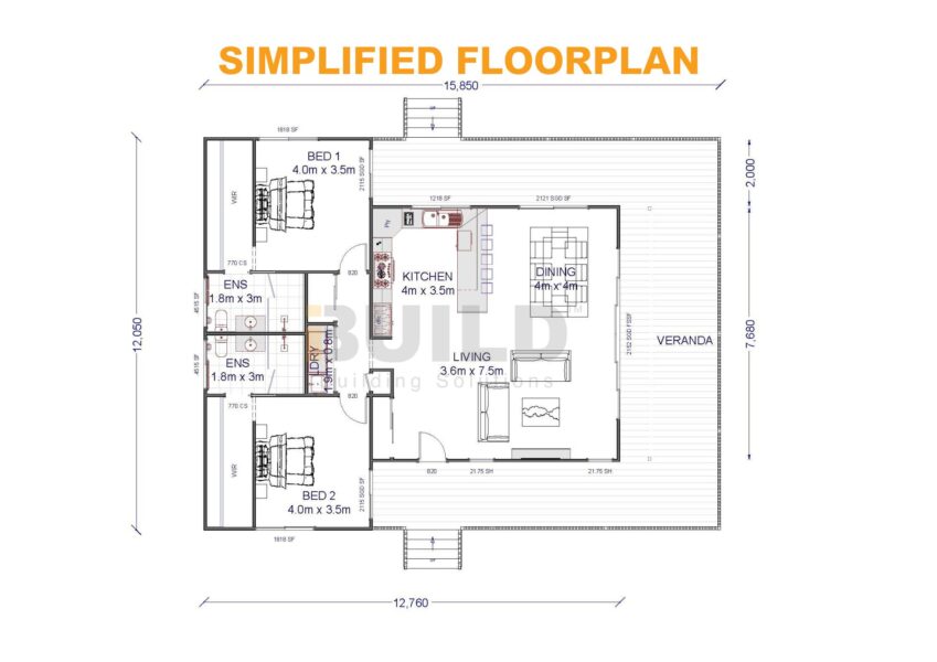 Kit Homes Tamworth Simplified Floorplan V2 IBuild Building Solutions