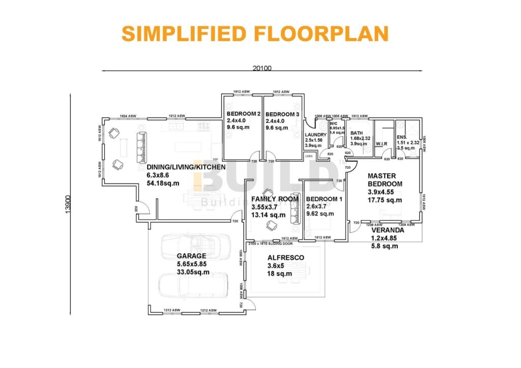 Kit Homes Ballarat Simplified Flooplan V2