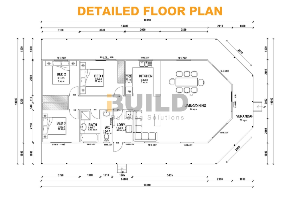 Kit Homes Banksia LS Detailed Floorplan