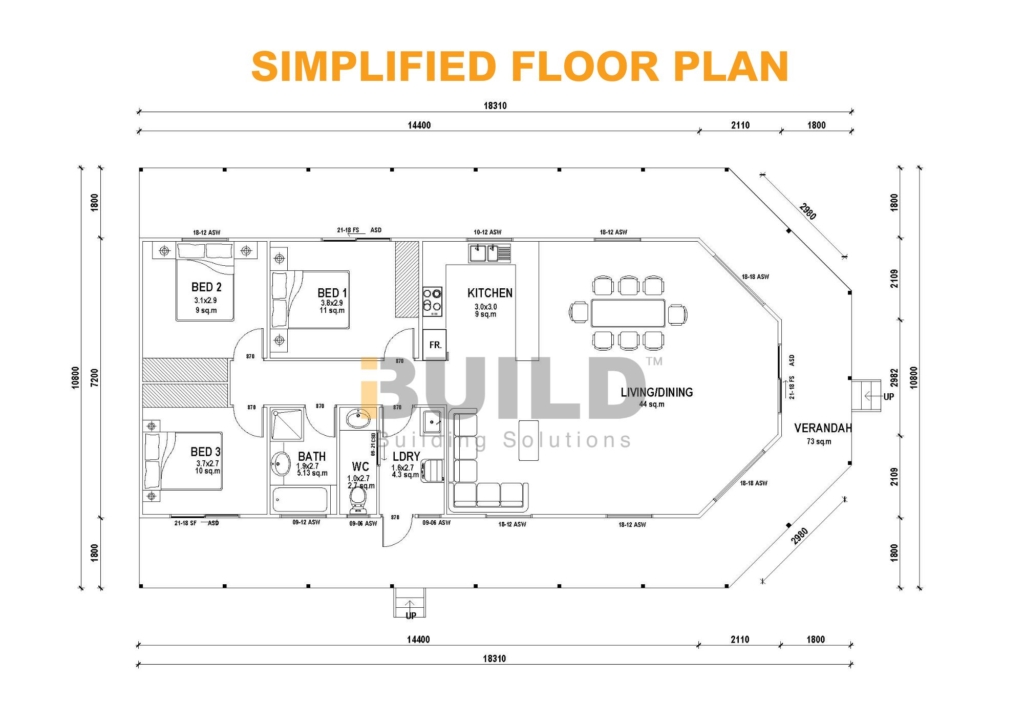 Kit Homes Banksia LS Simplified Floorplan