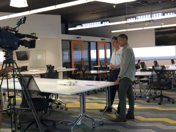 Channel 9 Filming at iBuild office on flat pack homes