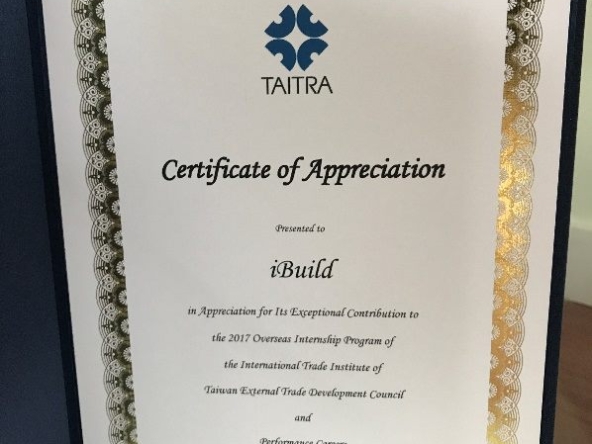 TAITRA Certificate of Appreciation Presented to iBuild