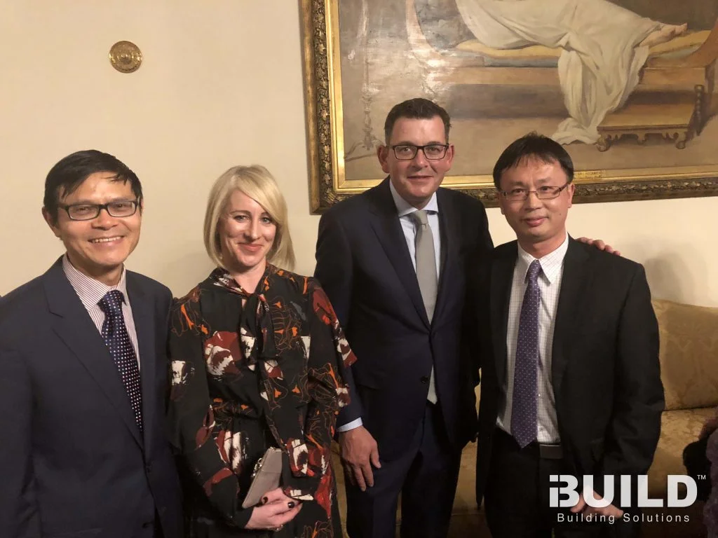iBuild directors Jackson Yin and Michael Zeng with Victoria Premier Daniel Andrews and wife Catherine Andrews scaled 1