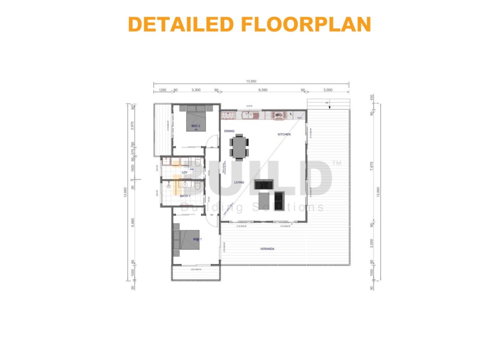 iBuild Kit Homes Tamworth 44 Detailed Floorplan V2