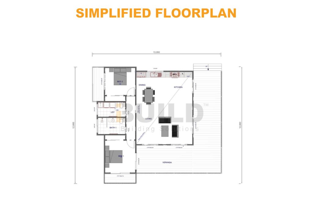 iBuild Kit Homes Tamworth 44 Simplfied Floorplan V2