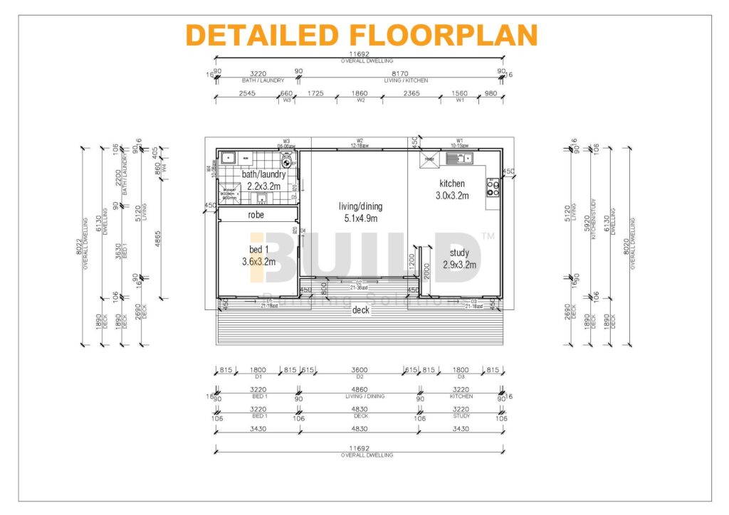 Kit Homes Ballina 46 Detailed Floor plan V2