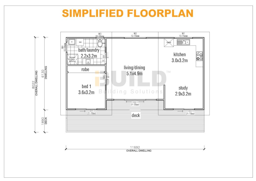 Kit Homes Ballina 46 Simple Floor plan V2
