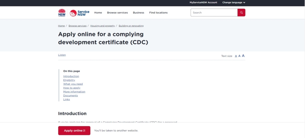 Complying Development Application