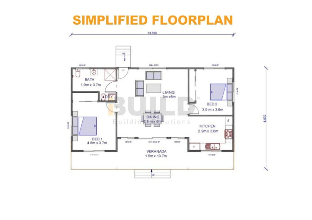 Kit Homes MELROSE 42 SIMPLIFIED FLOORPLAN