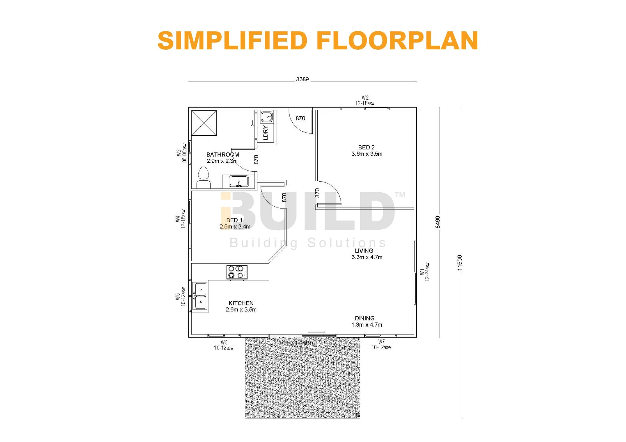 Kit Homes Bayview SIMPLIFIED FLOORPLAN
