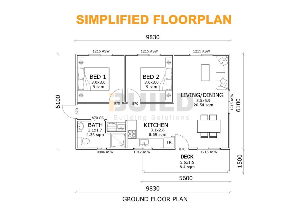 Kit Homes PARRAMATTA Simplified Floorplan