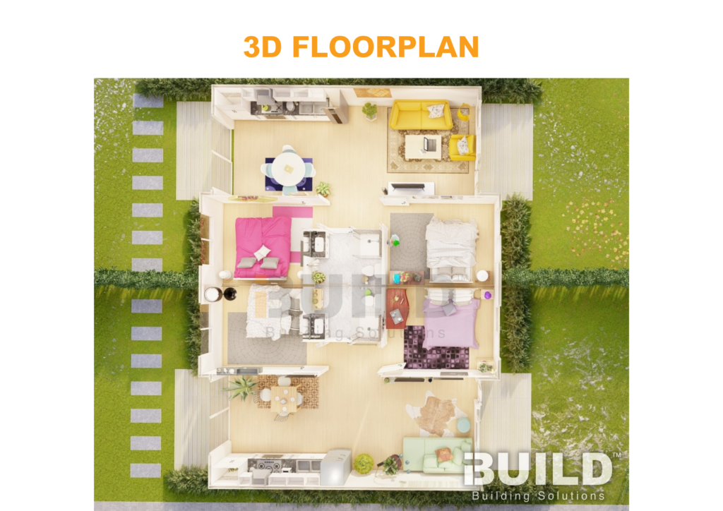 Kit Homes Woy Woy (Duplex Belgrave) 3D FLOORPLAN Watermarked
