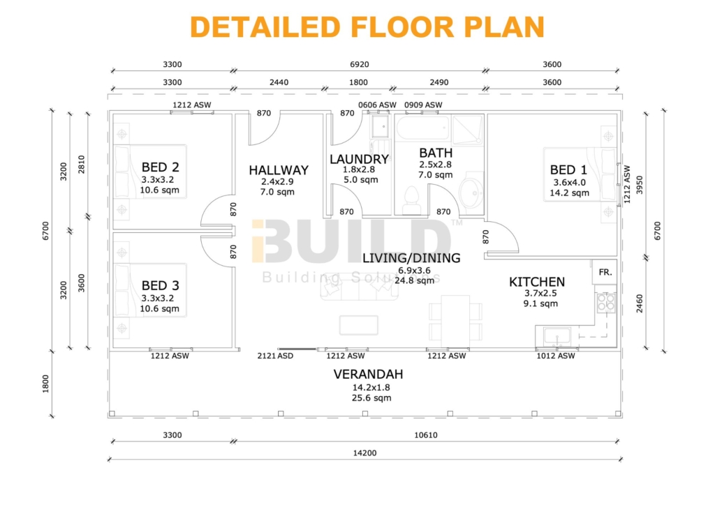 Kit Homes Wodonga LS DETAILED FLOOR PLAN WATERMARKED