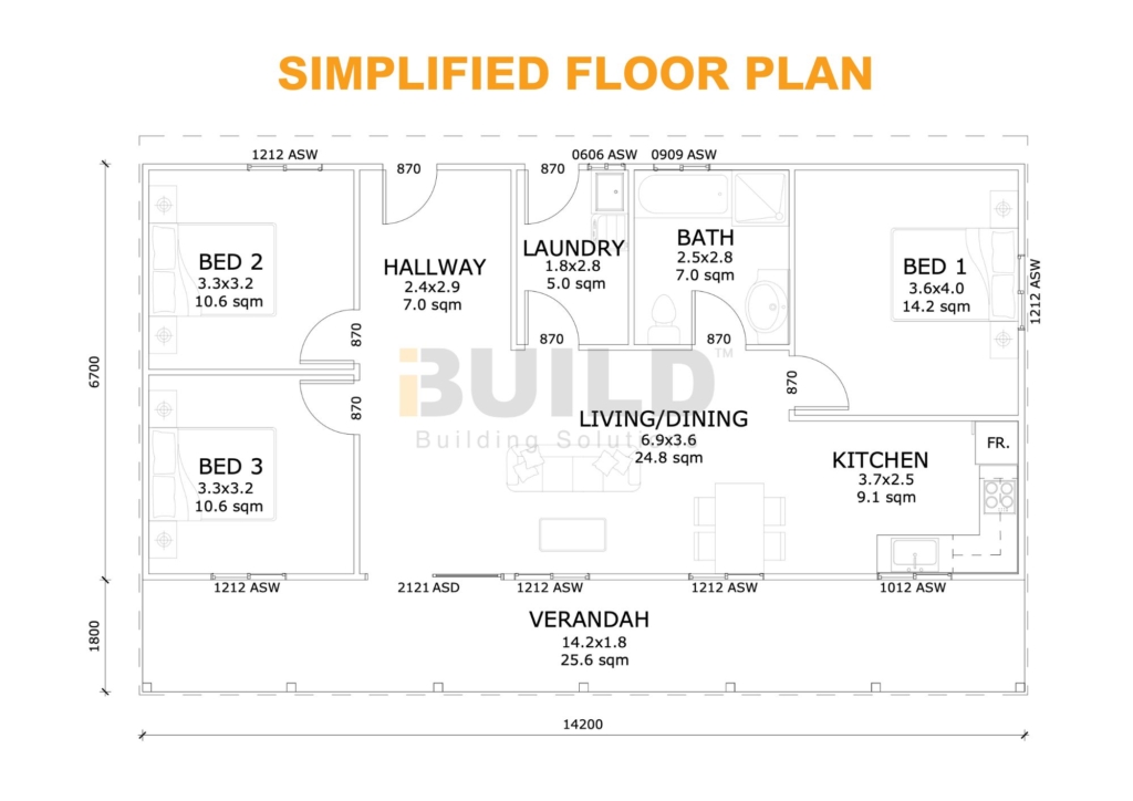 Kit Homes Wodonga LS SIMPLIFIED FLOOR PLAN WATERMARKED