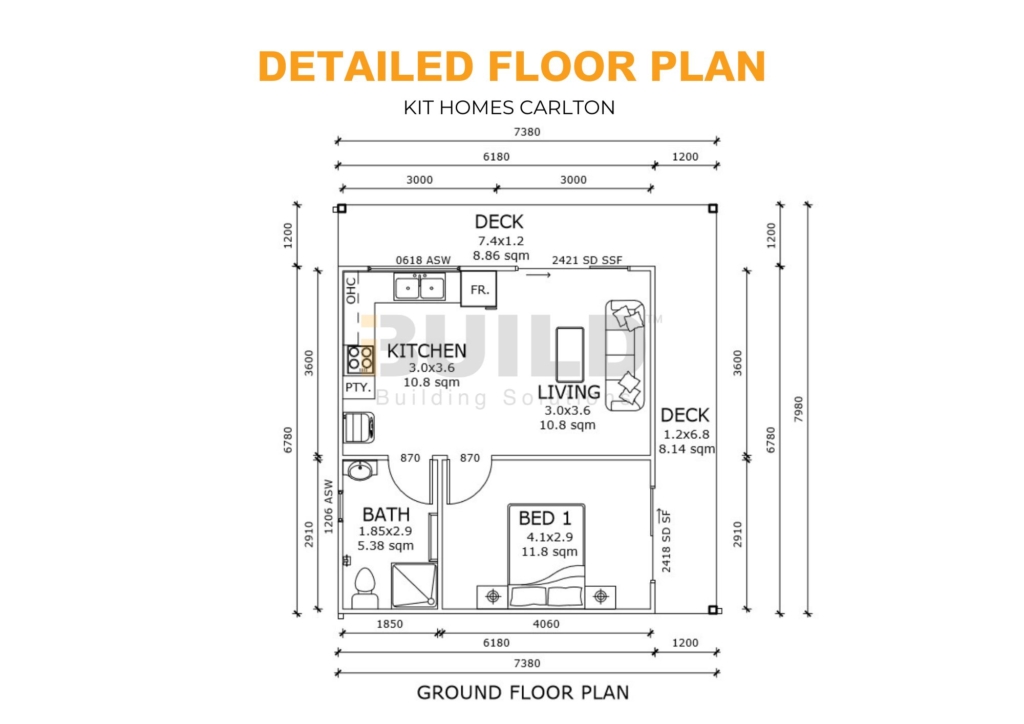 Kit Homes Carlton DETAILED FLOOR PLAN Watermarked