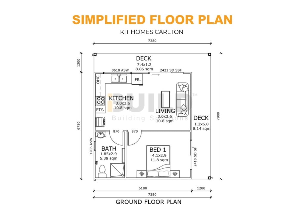 Kit Homes Carlton SIMPLIFIED FLOOR PLAN Watermarked