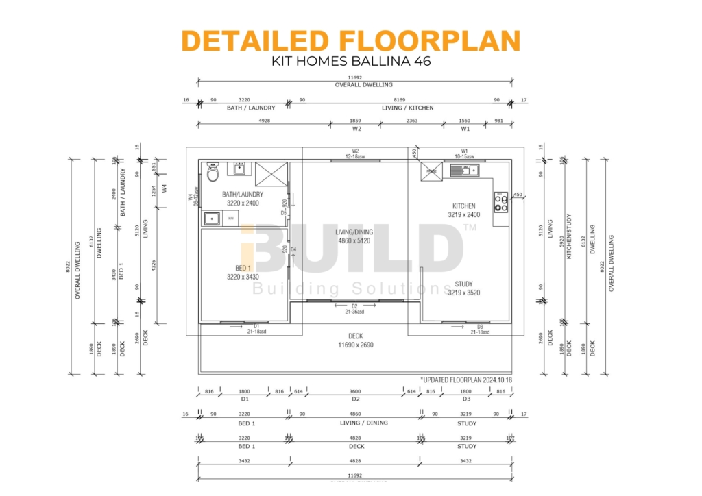 Kit Homes Ballina 46 DETAILED FLOORPLAN