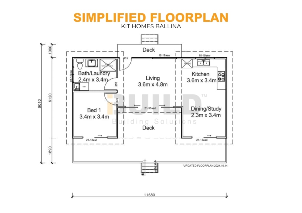 Kit Homes Ballina SIMPLIFIED FLOORPLAN