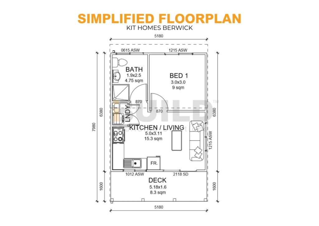 Kit Homes Berwick SIMPLIFIED FLOORPLAN