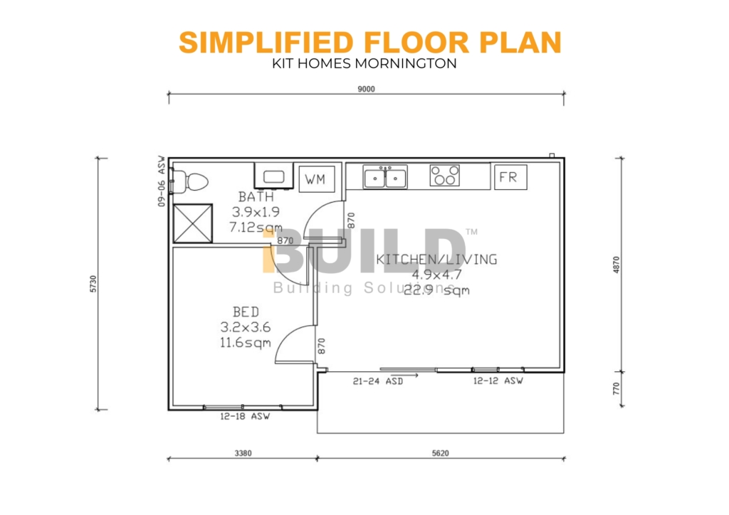 Kit Homes Mornington SIMPLIFIED FLOOR PLAN
