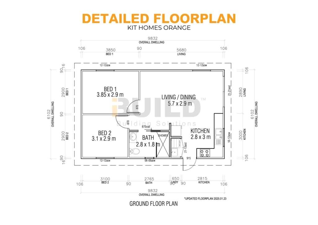 iBuild Kit Homes Orange LS DETAILED GF FLOORPLAN Watermarked
