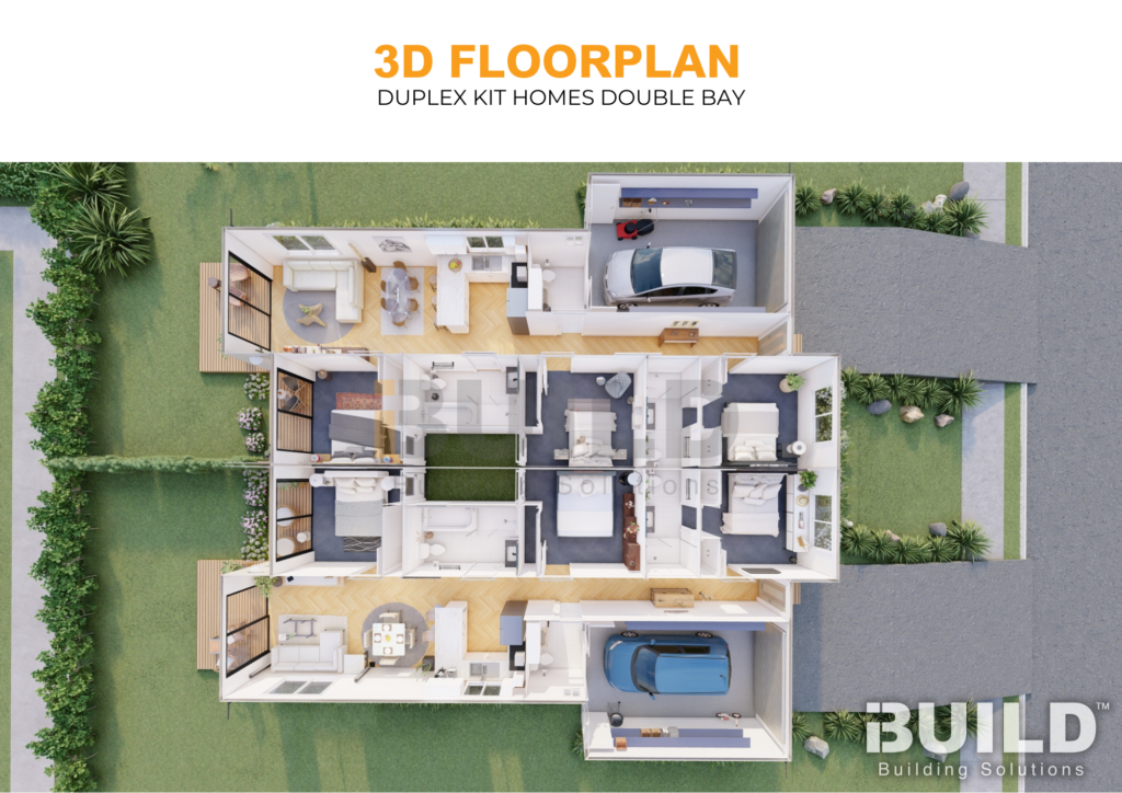 iBuild Duplex Kit Homes Double Bay 3D FLOORPLAN