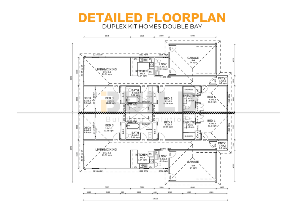 iBuild Duplex Kit Homes Double Bay DETAILED FLOORPLAN