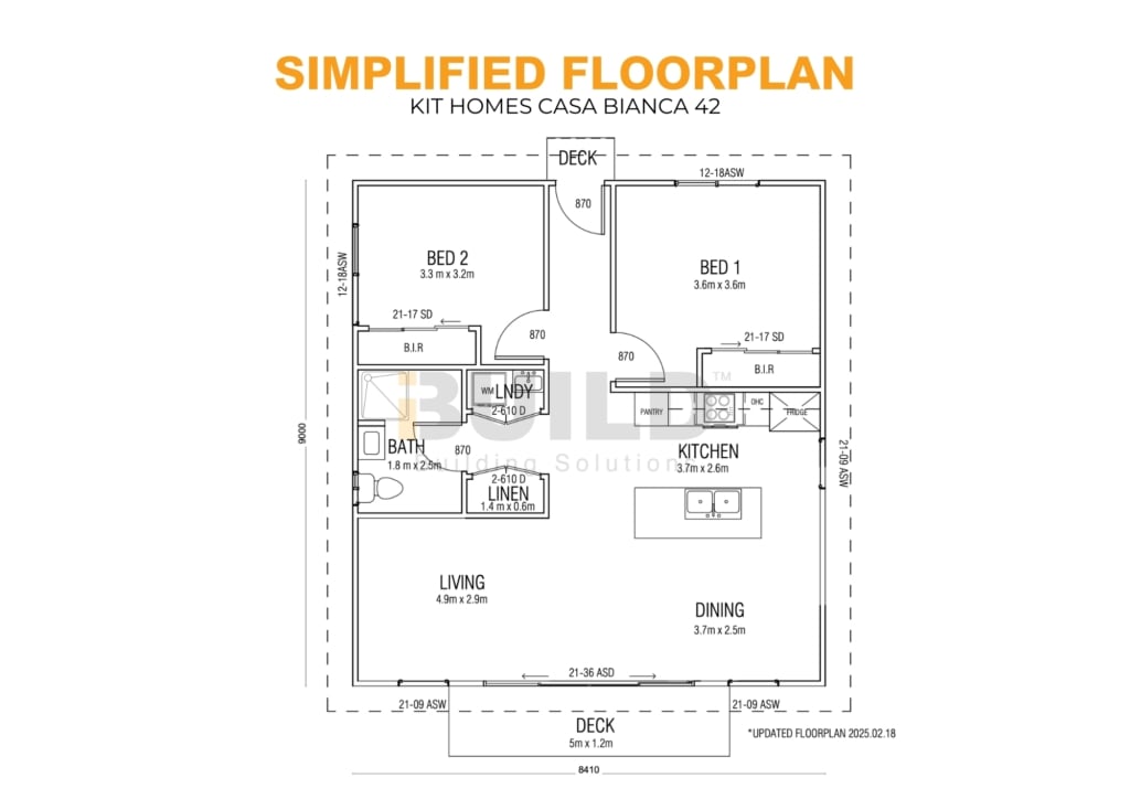 iBuild Kit Homes Casa Bianca 42 SIMPLIFIED FLOORPLAN