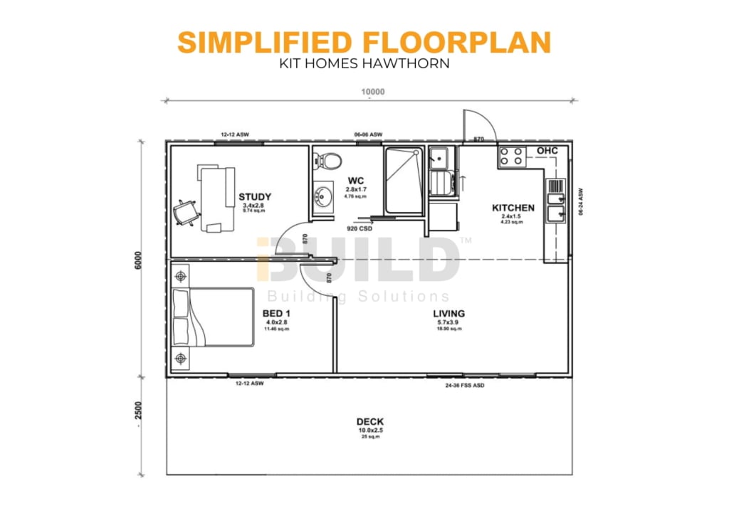 iBuild Kit Homes Hawthorn SIMPLIFIED FLOORPLAN