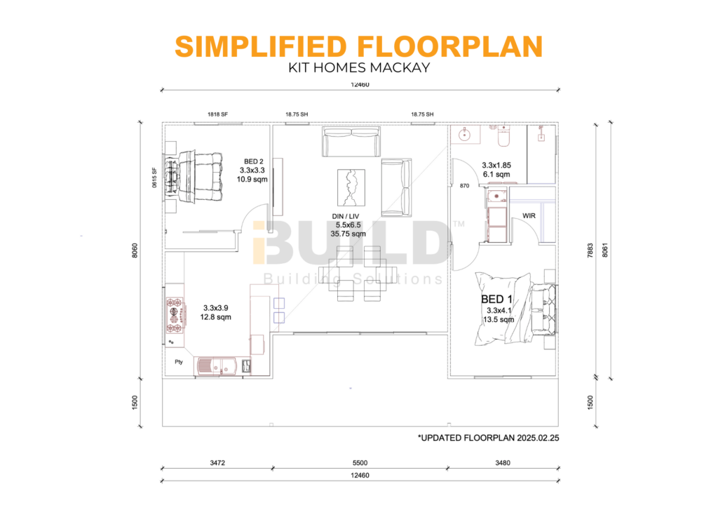 iBuild Kit Homes Mackay SIMPLIFIED FLOORPLAN