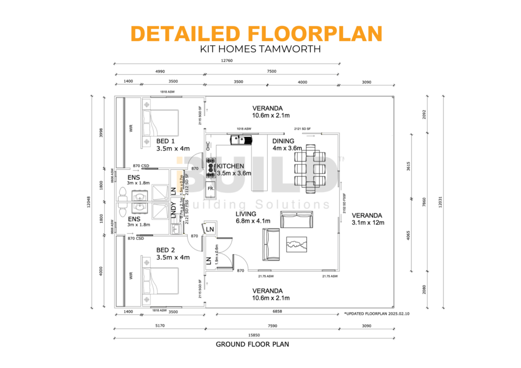 iBuild Kit Homes TAMWORTH DETAILED FLOORPLAN