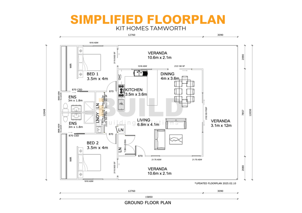 iBuild Kit Homes TAMWORTH SIMPLIFIED FLOORPLAN