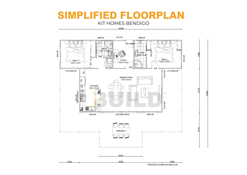 iBuild Kit Homes Bendigo SIMPLIFIED FLOORPLAN