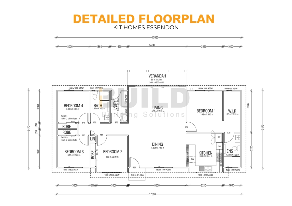 iBuild Kit Homes Essendon DETAILED FLOORPLAN