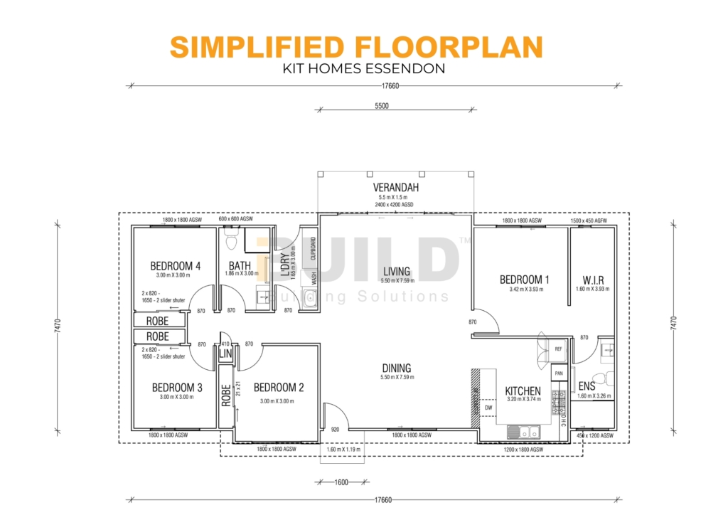 iBuild Kit Homes Essendon SIMPLIFIED FLOORPLAN