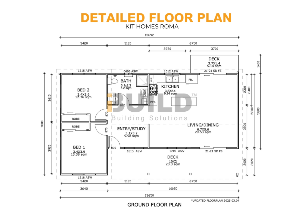 iBuild Kit Homes ROMA DETAILED FLOOR PLAN