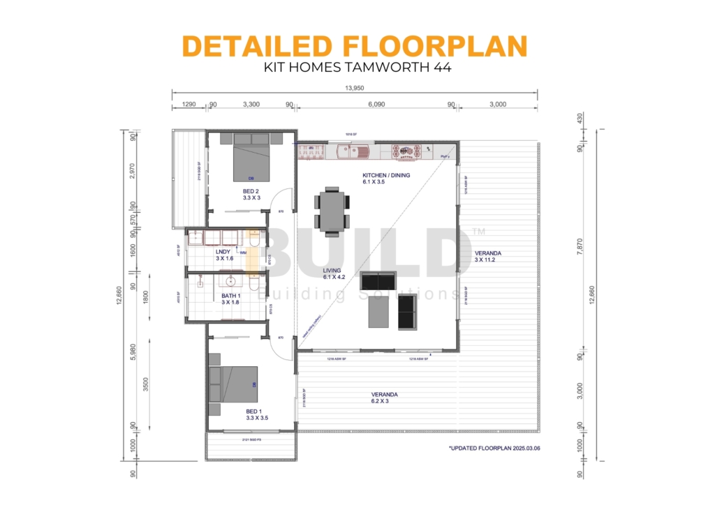 iBuild Kit Homes Tamworth 44 DETAILED FLOORPLAN