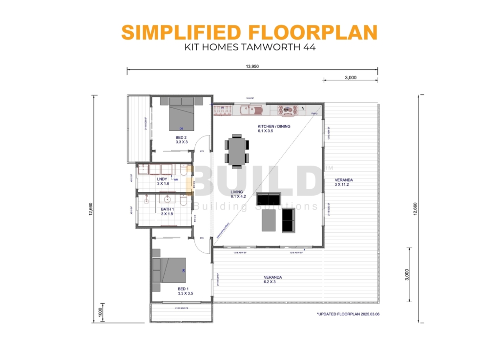 iBuild Kit Homes Tamworth 44 SIMPLIFIED FLOORPLAN