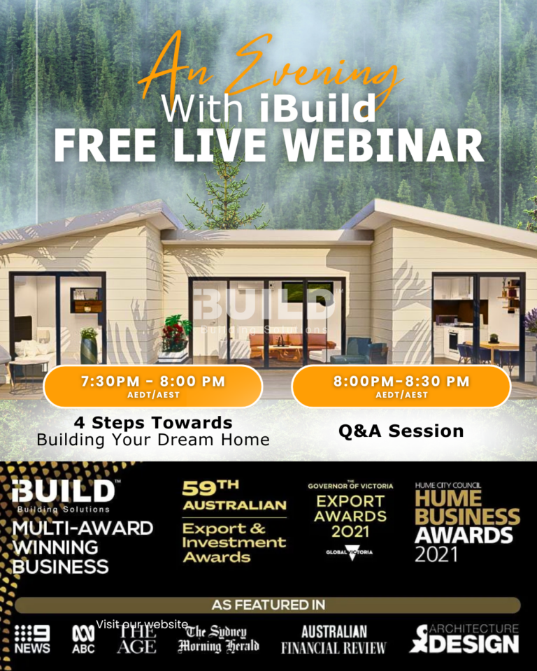 an evening with ibuild free live webinar kit homes poster