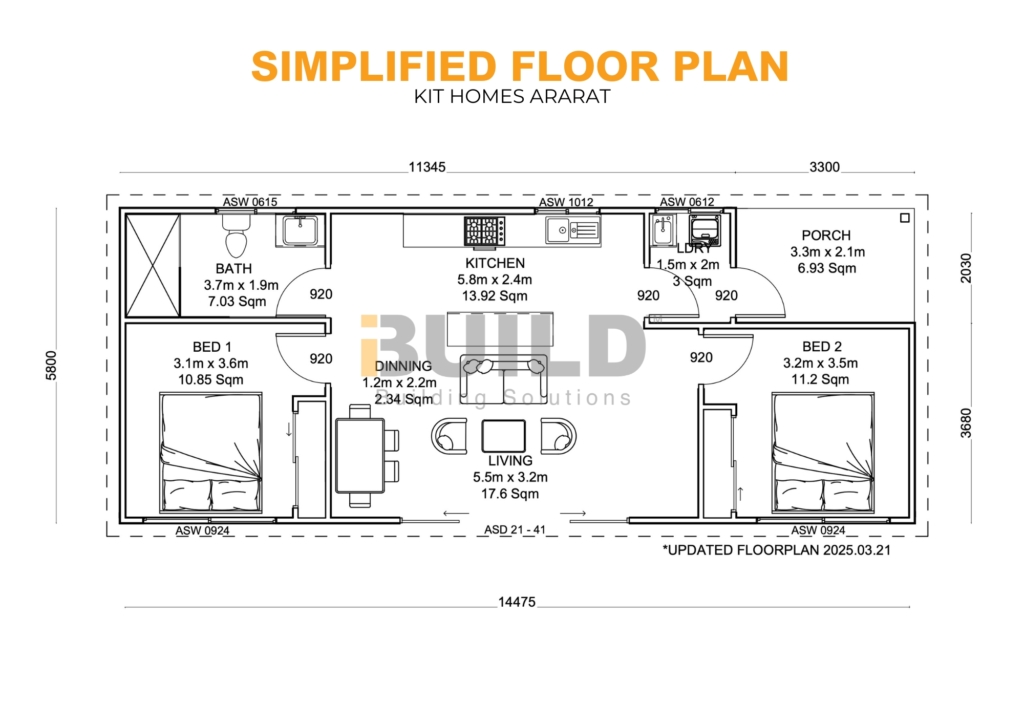 iBuild Kit Homes Ararat SIMPLIFIED FLOORPLAN