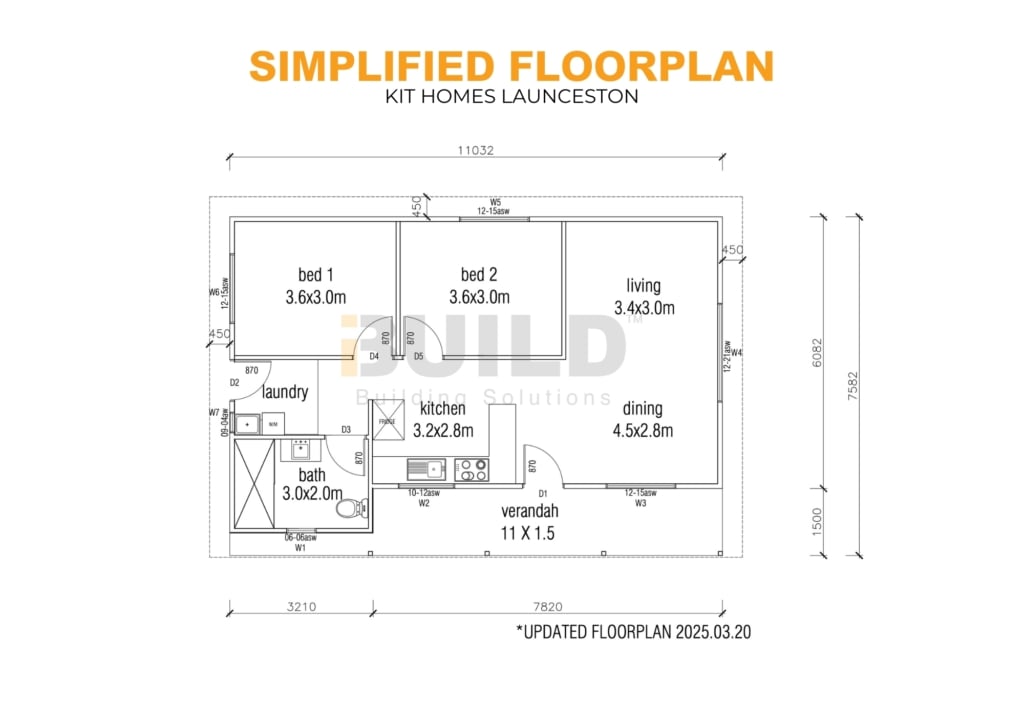iBuild Kit Homes Launceston SIMPLIFIED FLOORPLAN