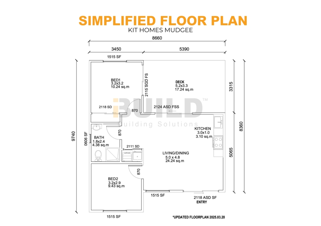 iBuild Kit Homes Mudgee SIMPLIFIED FLOORPLAN