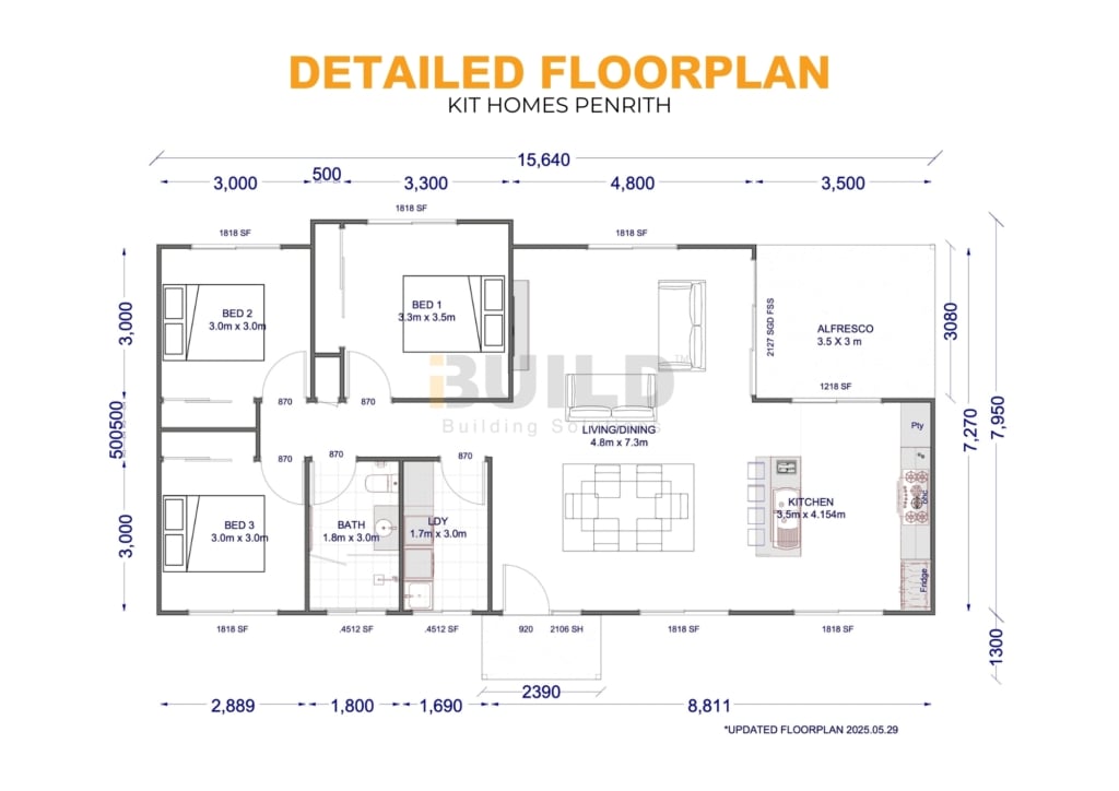 iBuild Kit Homes PENRITH DETAILED FLOORPLAN
