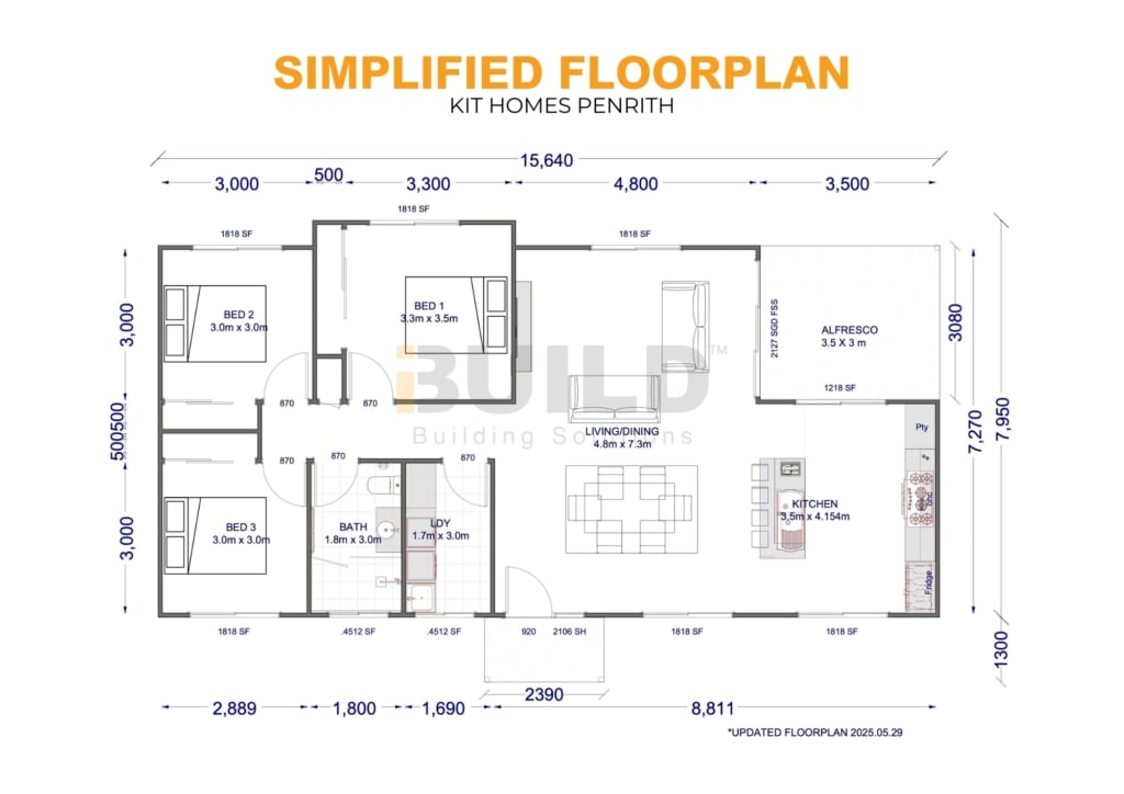 iBuild Kit Homes PENRITH SIMPLIFIED FLOORPLAN