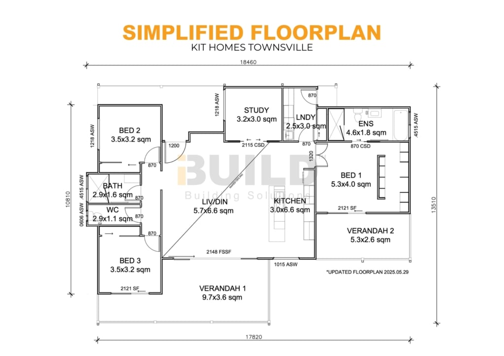 iBuild Kit Homes Townsville SIMPLIFIED FLOORPLAN