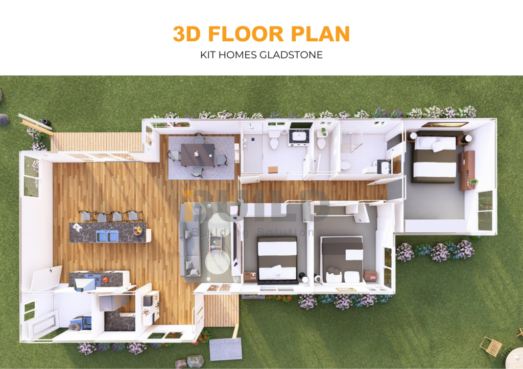 iBuild Kit Homes Gladstone 3D FLOOR PLAN
