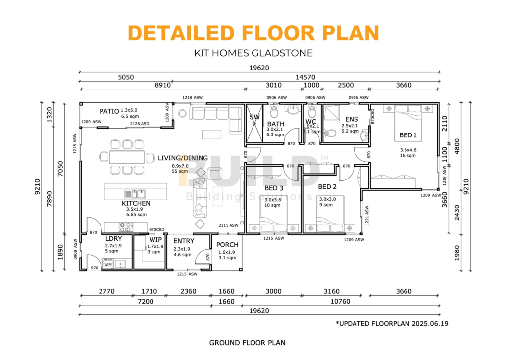 iBuild Kit Homes Gladstone DETAILED FLOOR PLAN