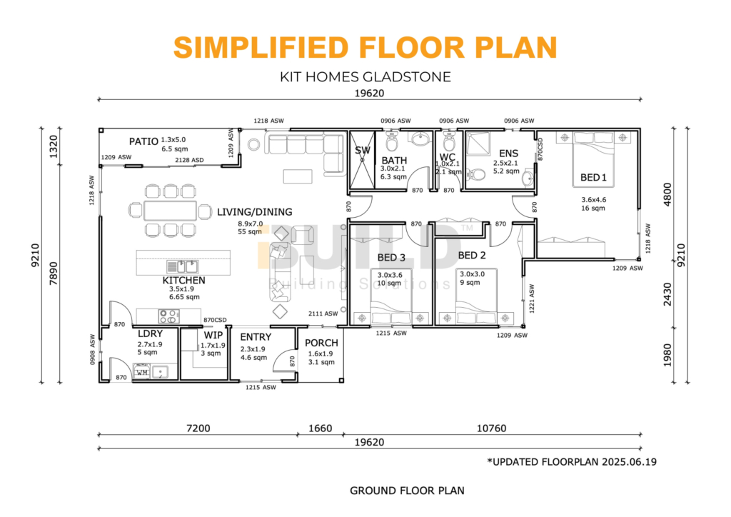 iBuild Kit Homes Gladstone SIMPLIFIED FLOOR PLAN
