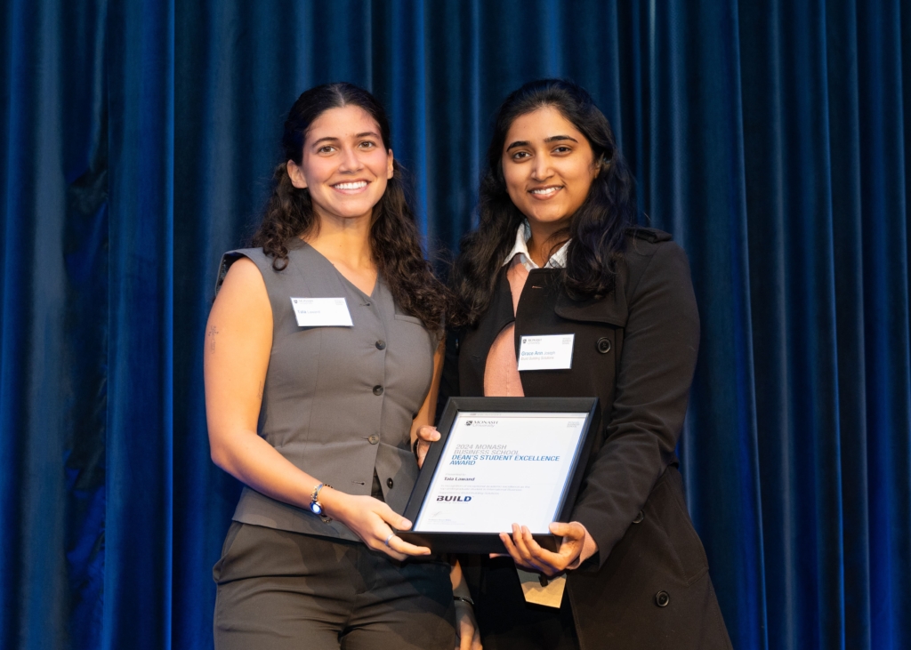 iBuild-sponsored International Business Award presented at Monash Celebration of Excellence 2025