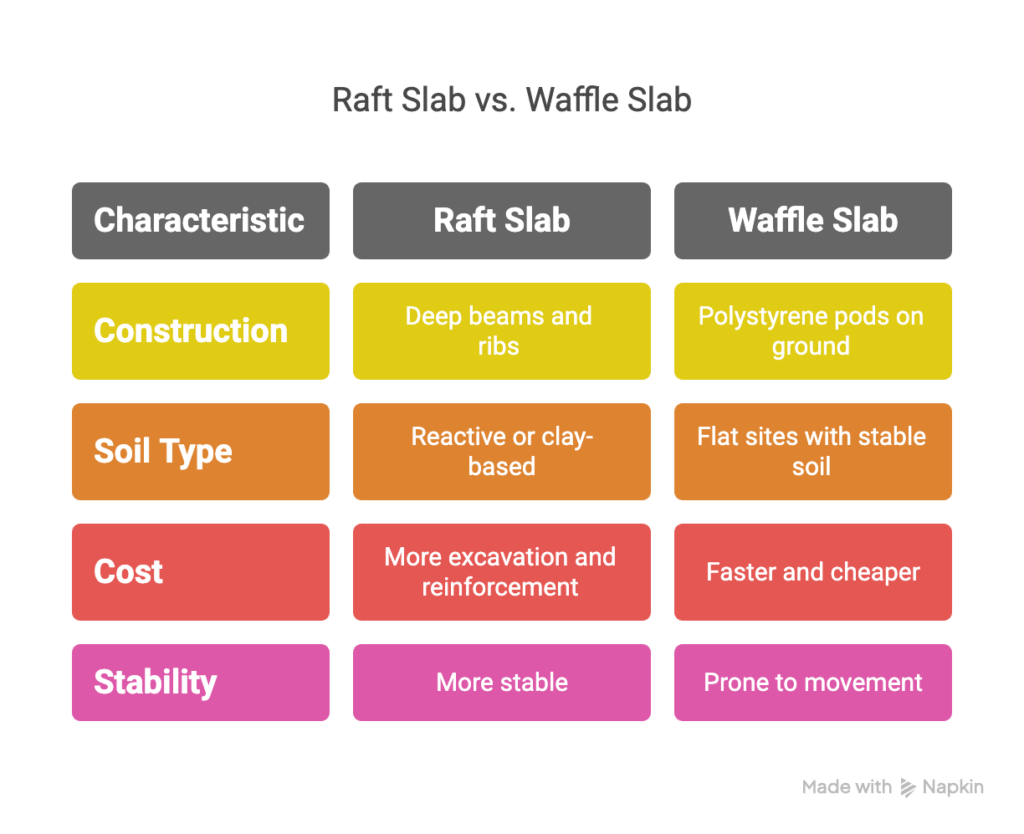 ibuild concrete slab types raft vs waffle